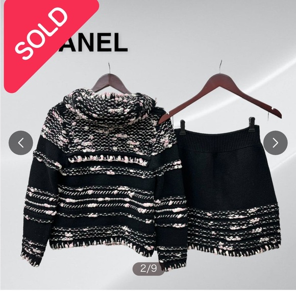 💕 CHANEL cashmere wool 2006 tweed mini skirt Fall 06A rare bouclé black pink - Picture 9 of 16